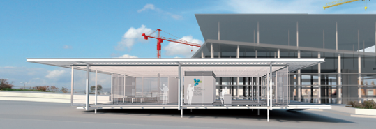 A 3D model of the winning design of the Visitor Center for the Stavros Niarchos Foundation Cultural Center