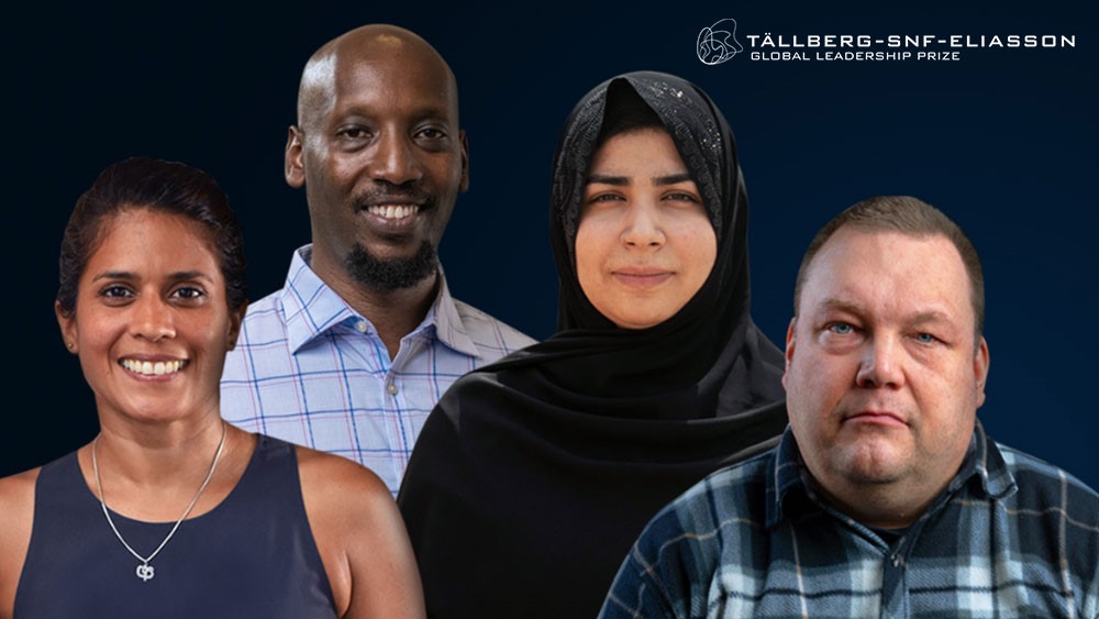 The four winners of the TALLBERG - SNF - ELIASSON GLOBAL LEADERSHIP PRIZE