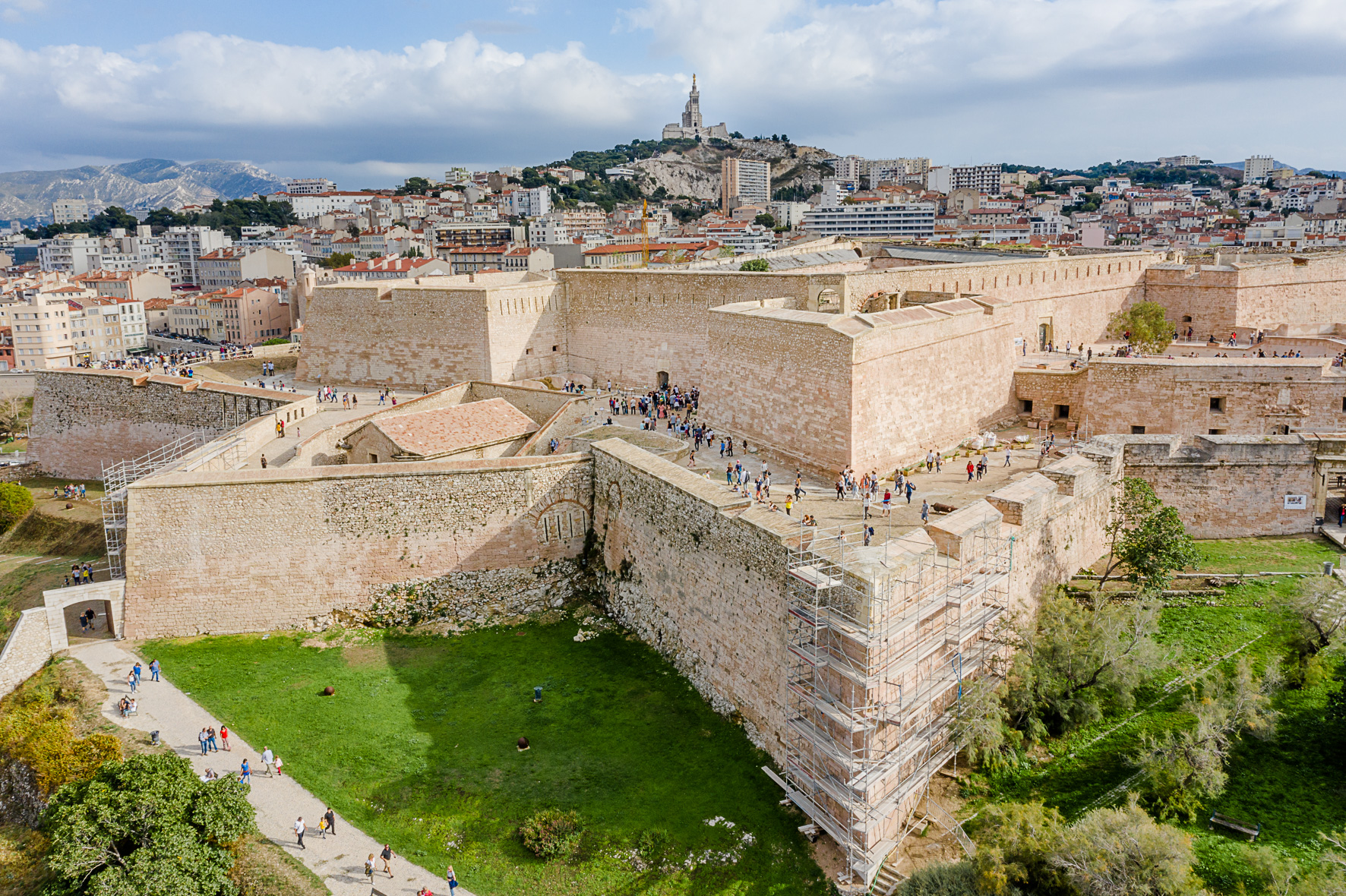 Fort d'Entrecasteaux, a historical heritage site in Marseille, from the side