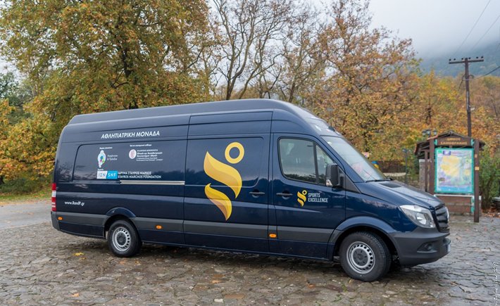 A van of the Sports Excellence team