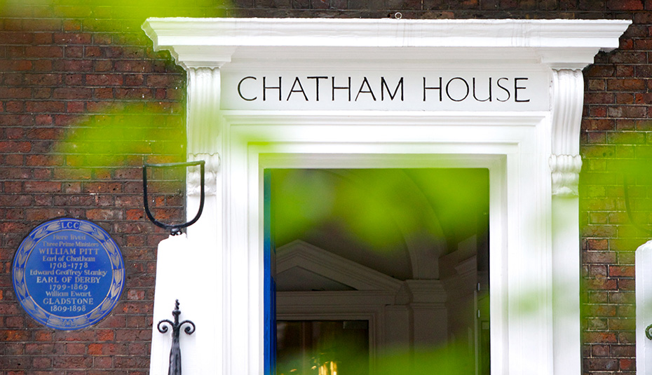 The outside entrance of Chatham House